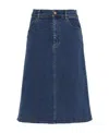 See By Chloé A-line Denim Midi Skirt In Blue