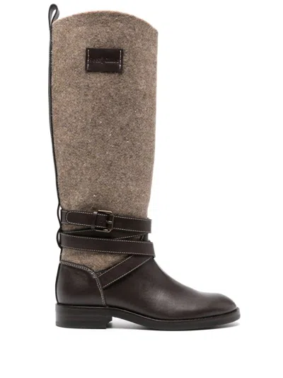 See By Chloé Logo-patch Boots In Brown