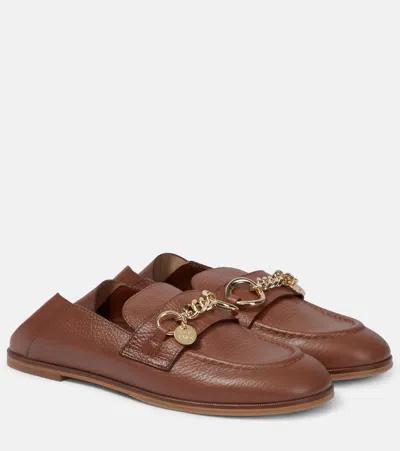 See By Chloé Aryel Leather Chain Loafers In Brown