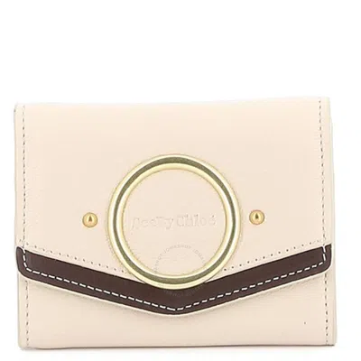 See By Chloé See By Chloe Aura Small Trifold Leather Wallet In Beige