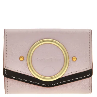 See By Chloé See By Chloe Aura Small Trifold Leather Wallet In Pink