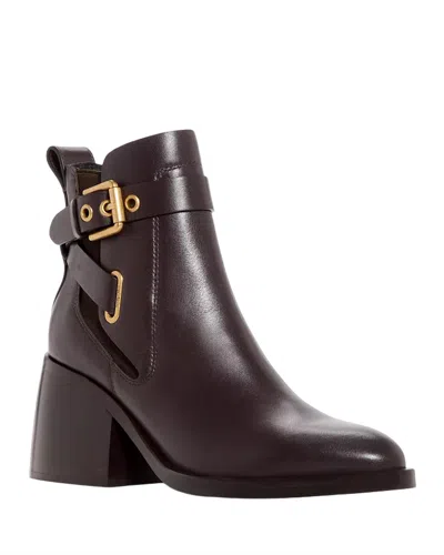 See By Chloé Averi 75mm Block Heel Ankle Bootie In Dark Brown