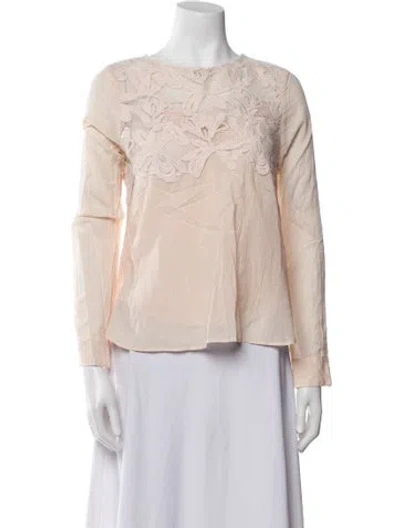 Pre-owned See By Chloé Bateau Neckline Long Sleeve Blouse In Neutral
