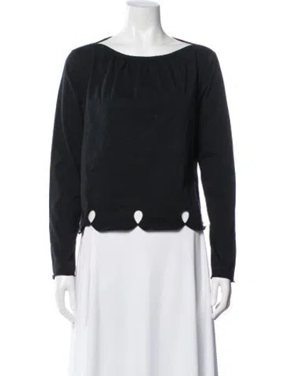 Pre-owned See By Chloé Bateau Neckline Long Sleeve Top In Black