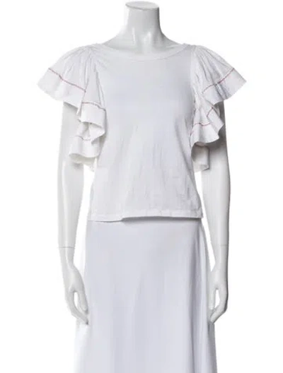 Pre-owned See By Chloé Bateau Neckline Short Sleeve Crop Top In White