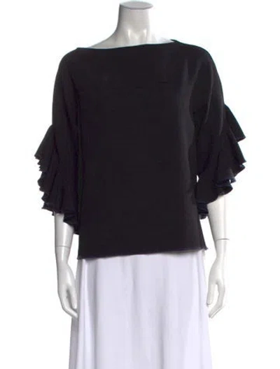 Pre-owned See By Chloé Bateau Neckline Short Sleeve Top In Black