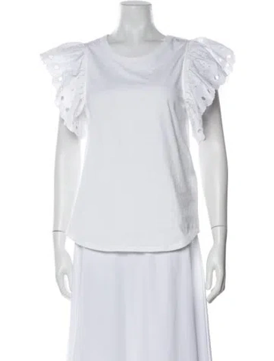 Pre-owned See By Chloé Bateau Neckline Short Sleeve T-shirt In White