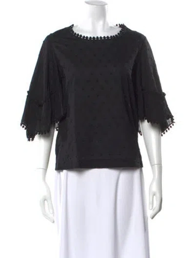 Pre-owned See By Chloé Bateau Neckline Three-quarter Sleeve Blouse In Black
