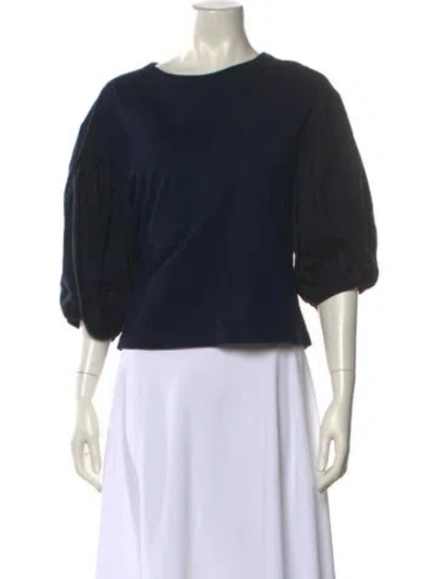 Pre-owned See By Chloé Bateau Neckline Three-quarter Sleeve Top In Black