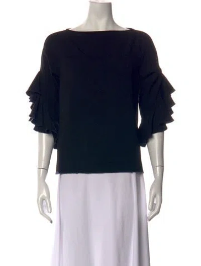 Pre-owned See By Chloé Bateau Neckline Three-quarter Sleeve Top In Black