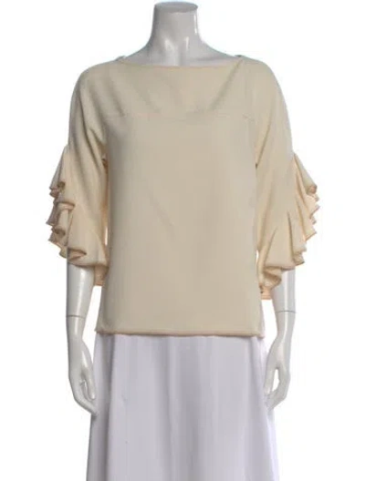 Pre-owned See By Chloé Bateau Neckline Three-quarter Sleeve Top In Neutral