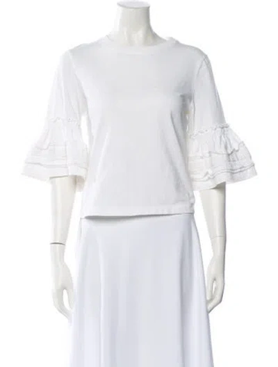 Pre-owned See By Chloé Bateau Neckline Three-quarter Sleeve T-shirt In White
