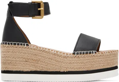 See By Chloé Black Glyn Espadrille Sandals In 999-black