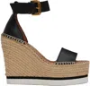 See By Chloé Black Glyn Espadrille Wedges In 001 Black
