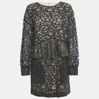 Pre-owned See By Chloé Black Lace Frilled Short Dress M