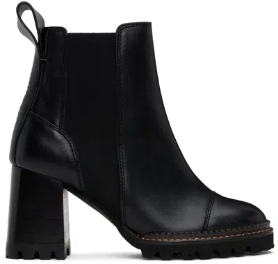 See By Chloé Black Mallory Chelsea Boots In 999-black