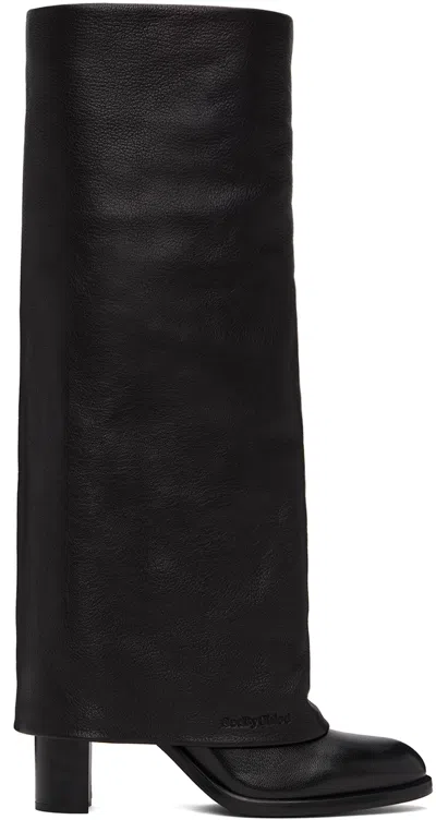 See By Chloé Black Melia Tall Boots In 999-black