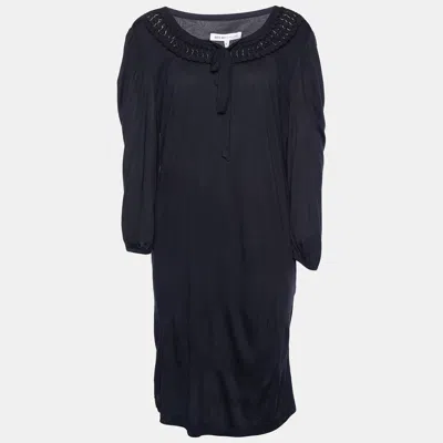 See By Chloé See By Chloe Black Modal Knit Neck Trim Tunic L In Blue