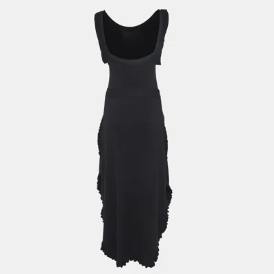 Pre-owned See By Chloé Black Rib Stretch Knit Ruffled Midi Dress M