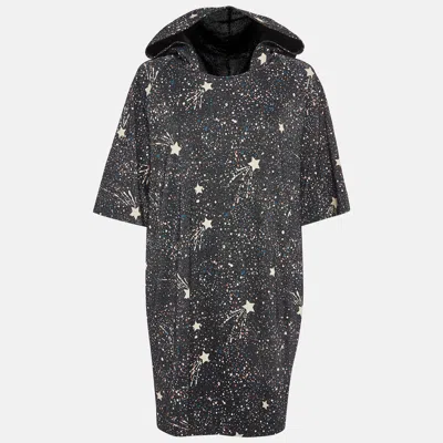 Pre-owned See By Chloé Black Stars Print Lurex Knit Hooded Short Dress M