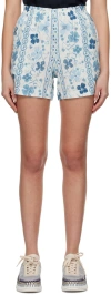 See By Chloé See By Chloe Printed Linen Blend Shorts In 4za Multicolor Blue