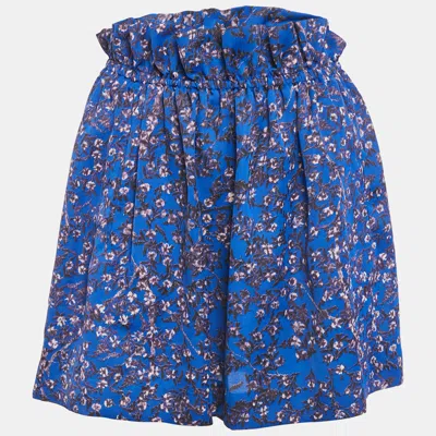 Pre-owned See By Chloé Blue Printed Satin Ruffled Mini Skirt S