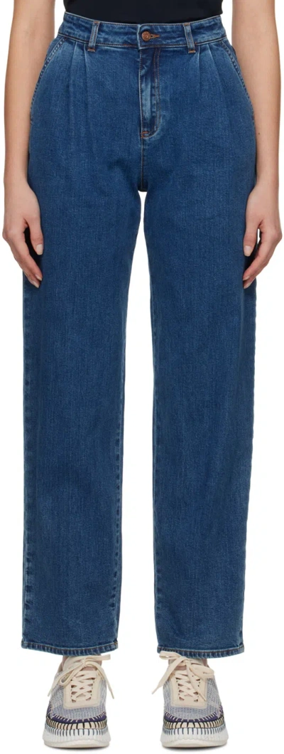 See By Chloé High-rise Tapered Jeans In Blue