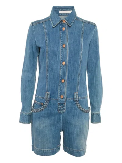 Pre-owned See By Chloé Braided-detail Denim Playsuit