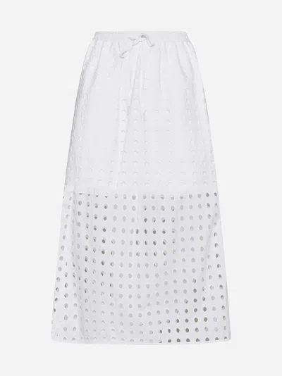 SEE BY CHLOÉ BRODERIE ANGLAISE COTTON MIDI SKIRT