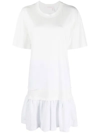 See By Chloé Broderie-anglaise T-shirt Dress In Bianco