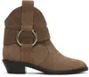 See By Chloé Brown New Ring Line Boots In 7a4 Taupe