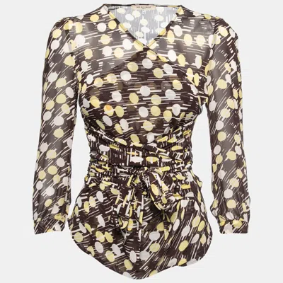 Pre-owned See By Chloé Brown Printed Georgette Tie Detail Top S