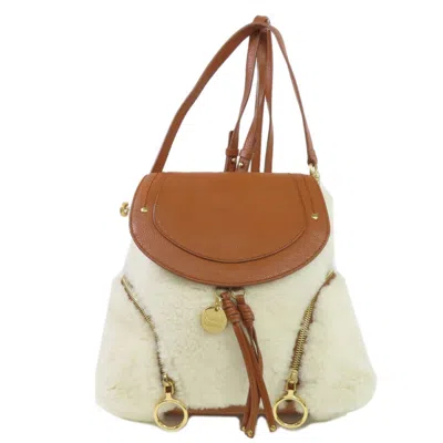 Pre-owned See By Chloé Brown White Leather Backpack () In Multi