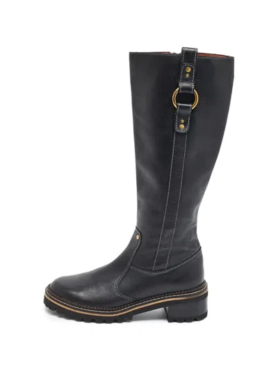 Pre-owned See By Chloé Buckle-detail Leather Boots In Black