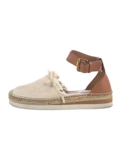 Pre-owned See By Chloé Canvas Raw-edge Trim Espadrilles In Neutral