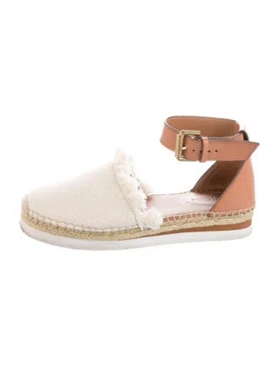 Pre-owned See By Chloé Canvas Raw-edge Trim Espadrilles In Neutral