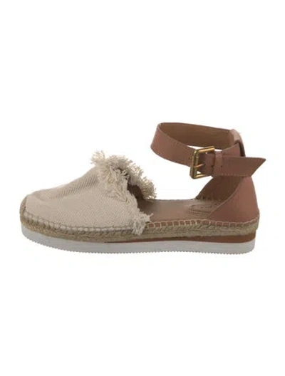 Pre-owned See By Chloé Canvas Raw-edge Trim Espadrilles In Neutral