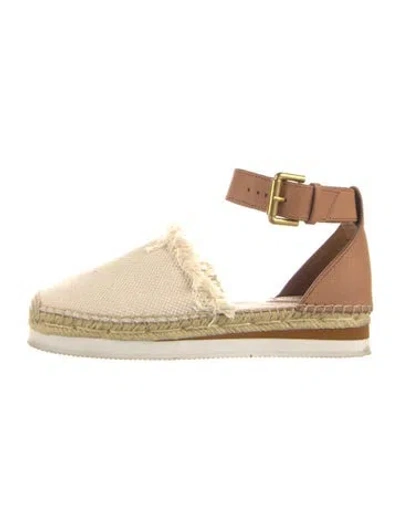 Pre-owned See By Chloé Canvas Raw-edge Trim Espadrilles In White