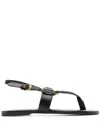 See By Chloé Chany Leather Toe-post Sandals In Schwarz