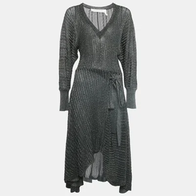 Pre-owned See By Chloé Chloe Dark Green Lurex Knit High-low Midi Dress S