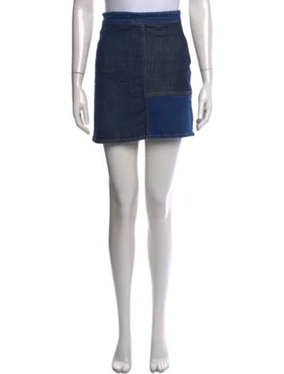 Pre-owned See By Chloé Colorblock Pattern Mini Skirt In Blue