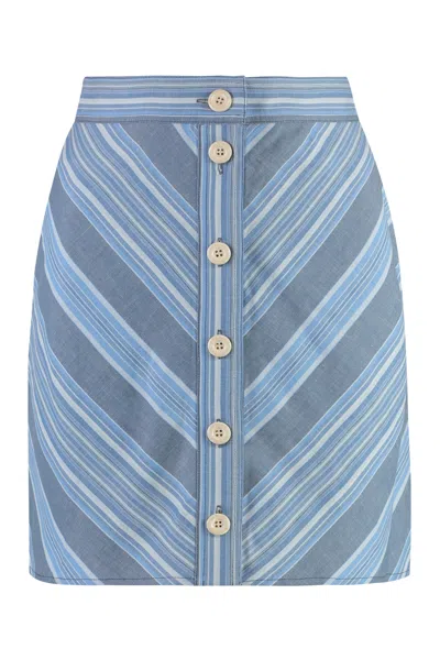 See By Chloé Cotton And Linen Skirt In Blue