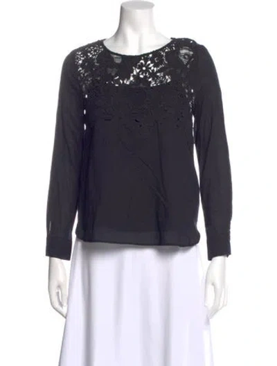 Pre-owned See By Chloé Crew Neck Long Sleeve Blouse In Black