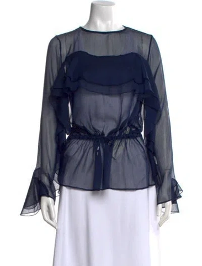 Pre-owned See By Chloé Crew Neck Long Sleeve Blouse In Blue