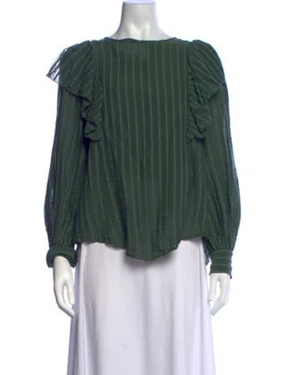 Pre-owned See By Chloé Crew Neck Long Sleeve Blouse In Green