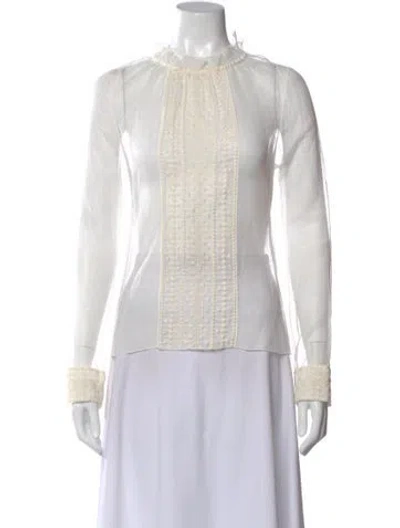 Pre-owned See By Chloé Crew Neck Long Sleeve Blouse In Neutral