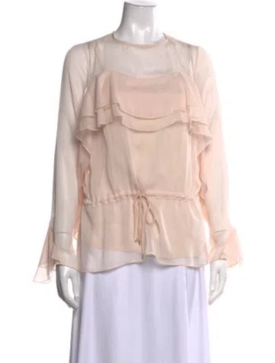 Pre-owned See By Chloé Crew Neck Long Sleeve Blouse In Neutrals