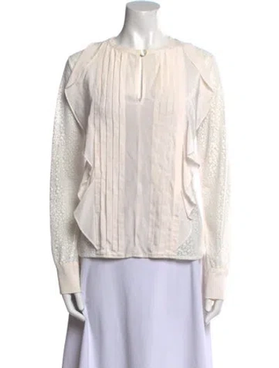 Pre-owned See By Chloé Crew Neck Long Sleeve Blouse In White