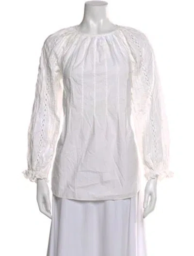 Pre-owned See By Chloé Crew Neck Long Sleeve Blouse In White