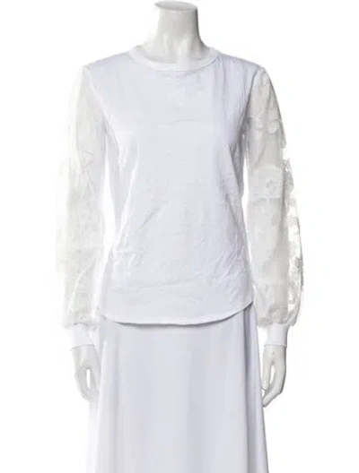 Pre-owned See By Chloé Crew Neck Long Sleeve Top In White
